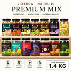 7 Seeds & 7 Dry Fruits Mix | Cashew, Almonds, Raisins, Pista, Walnut, Black Raisins, Apricots with Pumpkin, Sunflower, Chia, Flax, Watermelon, Basil & Halim Seeds | Premium Healthy Combo