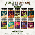 5 Seeds & 5 Dry Fruits Combo Pack | 100g Each | Cashews, Almonds, Raisins, Pistachios, Anjeer, Pumpkin, Sunflower, Chia, Flax & Watermelon Seeds | Healthy Snack Mix