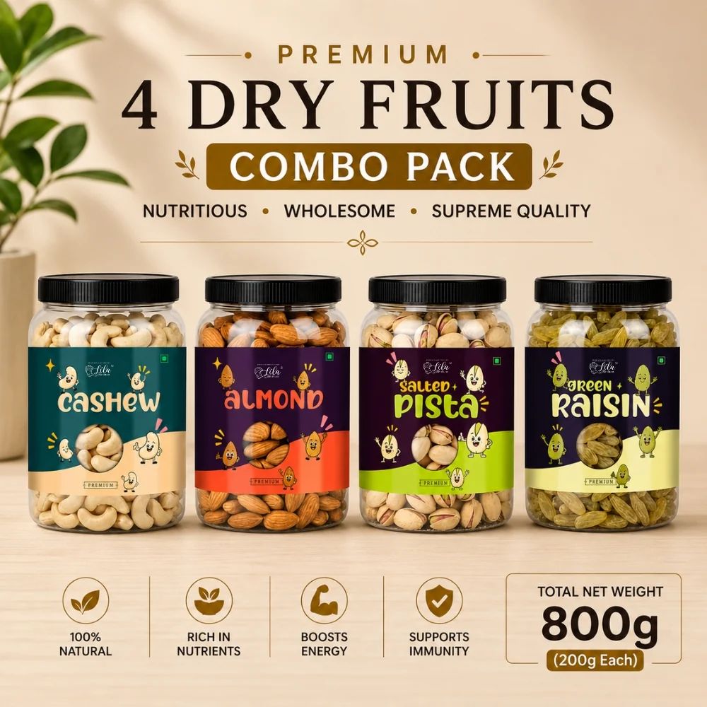 Premium 4 Dry Fruits Combo (200g Each) – Cashews, Almonds, Pistachios & Raisins