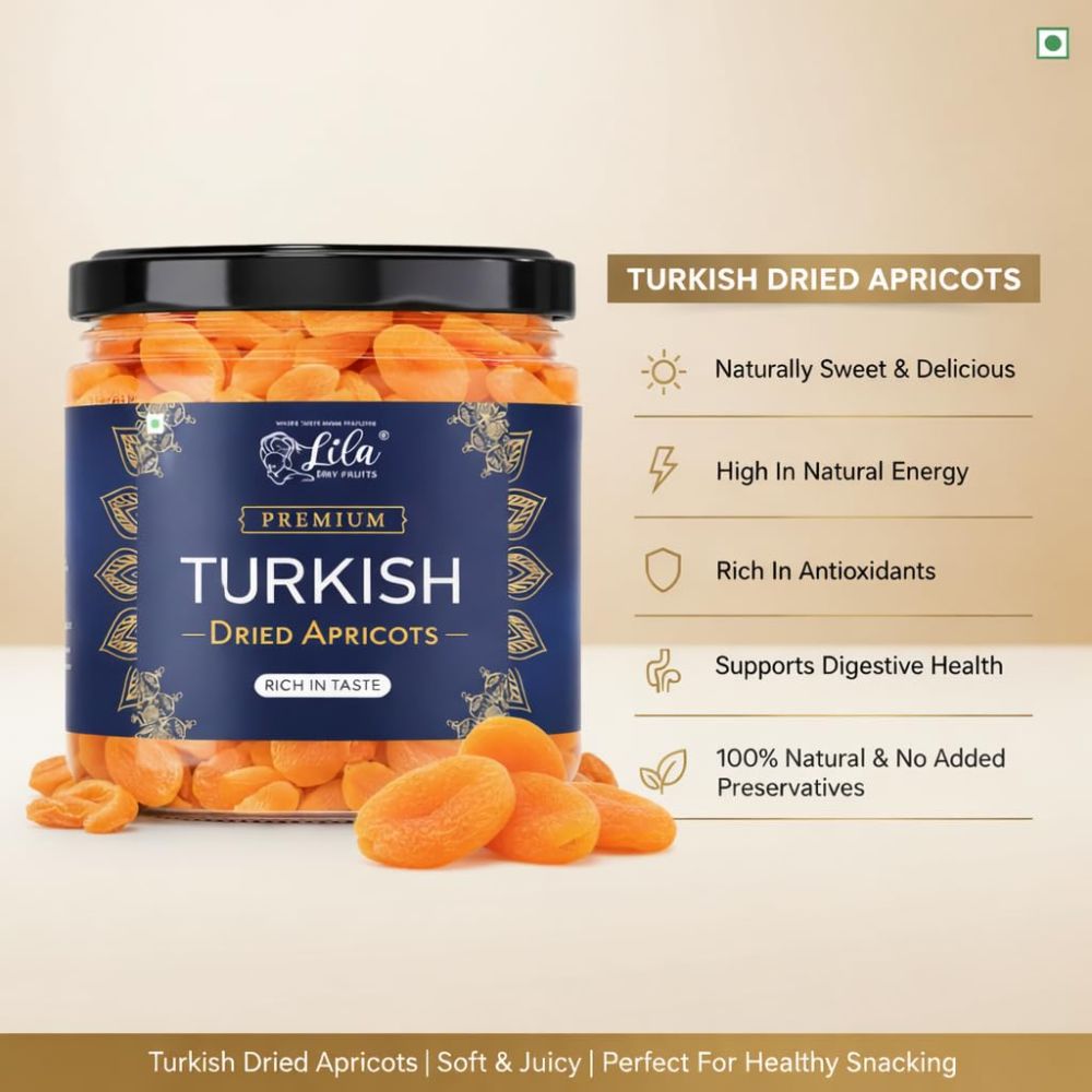 LILA DRY FRUITS Turkish Apricots Naturally Dried Apricot Khubani Soft & Delicious Khurmani | Ideal for Cooking, Baking and Snacking | Premium Exotic Dry Fruit Perfect for Giftings
