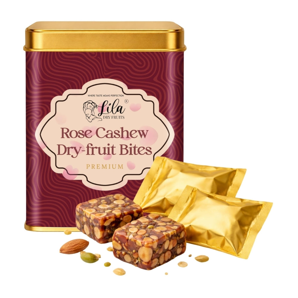 LILA DRY FRUITS Dry Fruit Bites 200 gms Rose Cashew Dry Fruits Barfi | Cashew Almond Dates Gulkand Mithai