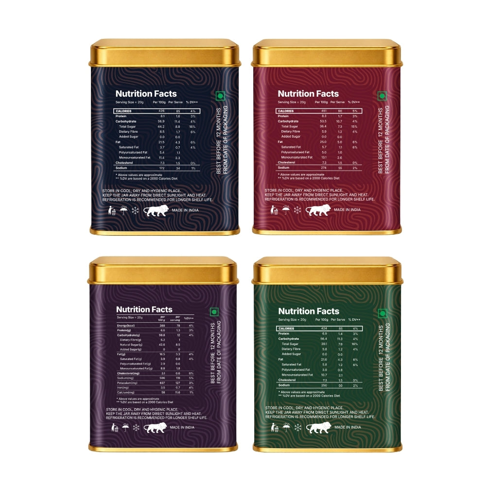 Lila Dry Fruits Date Bites Cranberry Almond, Rose Cashew, Black Raisin Cashew & Elaichi Cashew (Pack of 4)
