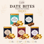 Lila Dry Fruits Date Bites Classic, Chocolate Almond, Cranberry Almond, Rose Cashew & Black Raisin Cashew (Pack of 5)