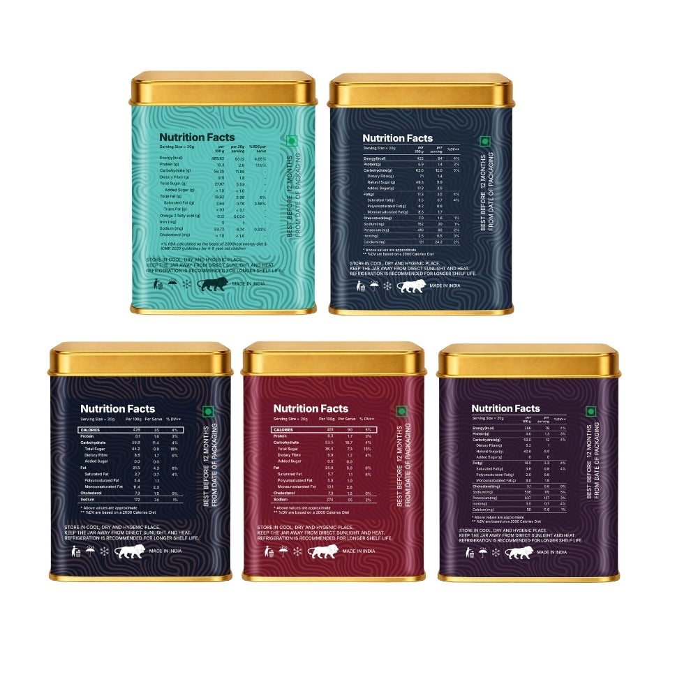 Lila Dry Fruits Date Bites Classic, Chocolate Almond, Cranberry Almond, Rose Cashew & Black Raisin Cashew (Pack of 5)