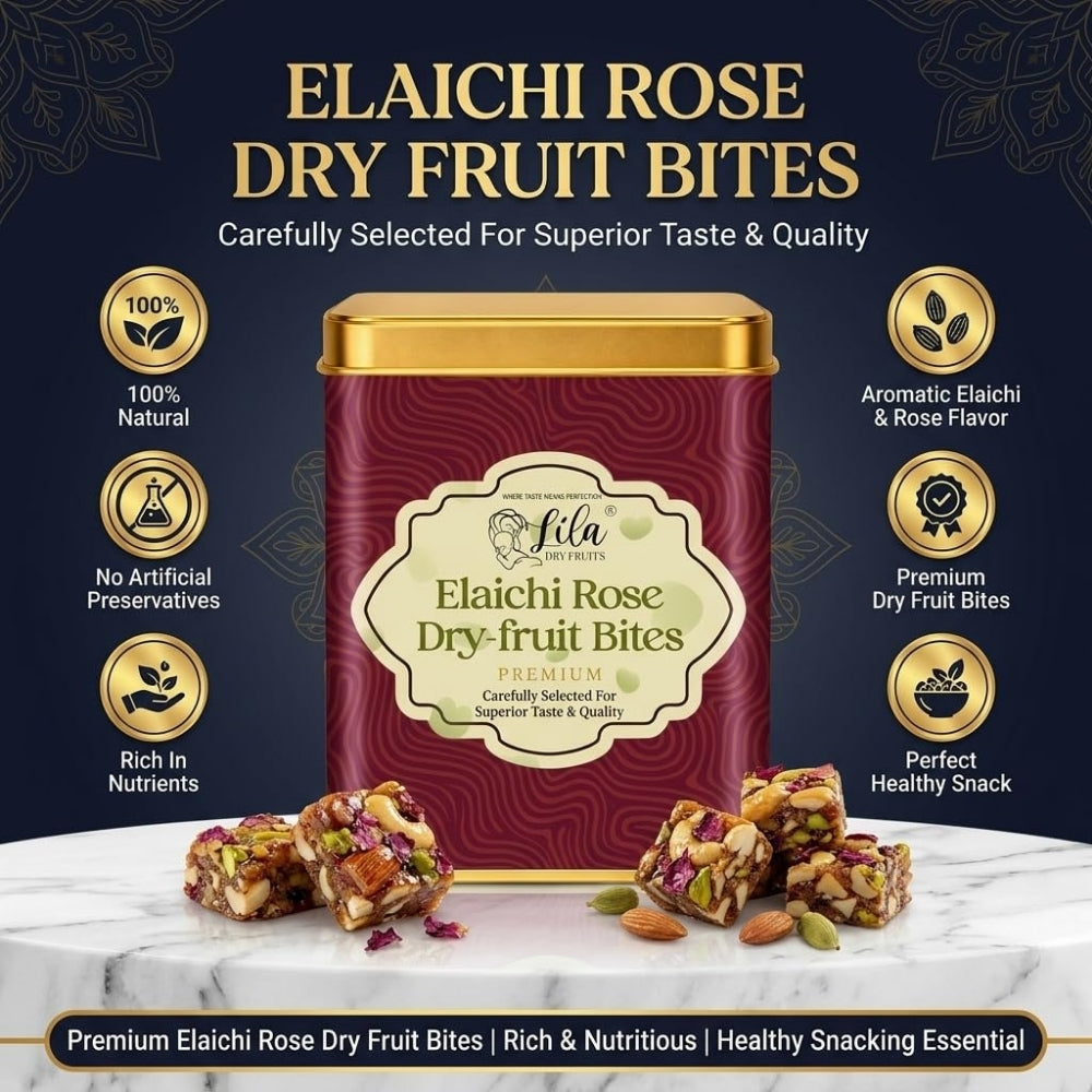 LILA DRY FRUITS Dry Fruit Bites 200 gms Rose Cashew Dry Fruits Barfi | Cashew Almond Dates Gulkand Mithai