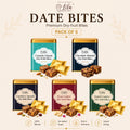 Lila Dry Fruits Date Bites Crunchy Classic, Chocolate Almond, Cranberry Almond, Rose Cashew & Elaichi Cashew (Pack of 5)