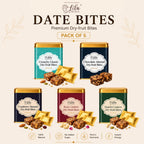 Lila Dry Fruits Date Bites Crunchy Classic, Chocolate Almond, Cranberry Almond, Rose Cashew & Elaichi Cashew (Pack of 5)