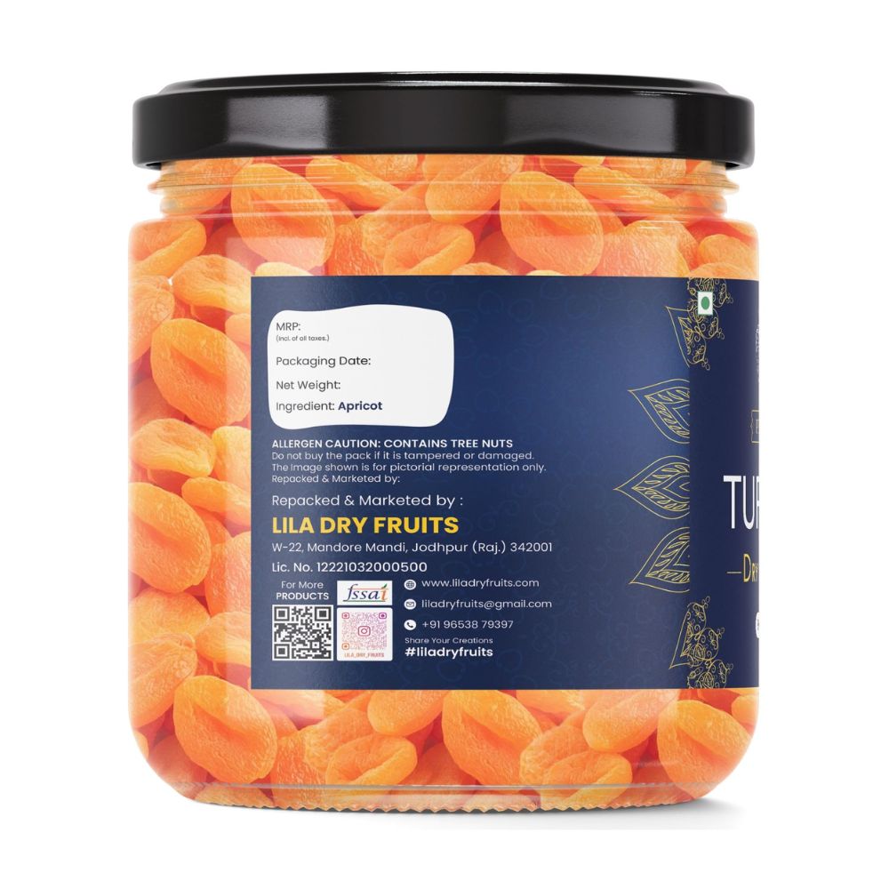 LILA DRY FRUITS Turkish Apricots Naturally Dried Apricot Khubani Soft & Delicious Khurmani | Ideal for Cooking, Baking and Snacking | Premium Exotic Dry Fruit Perfect for Giftings