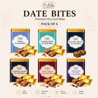 Lila Dry Fruits Date Bites Classic, Crunchy Classic, Chocolate Almond, Cranberry Almond, Rose Cashew & Black Raisin Cashew (Pack of 6)