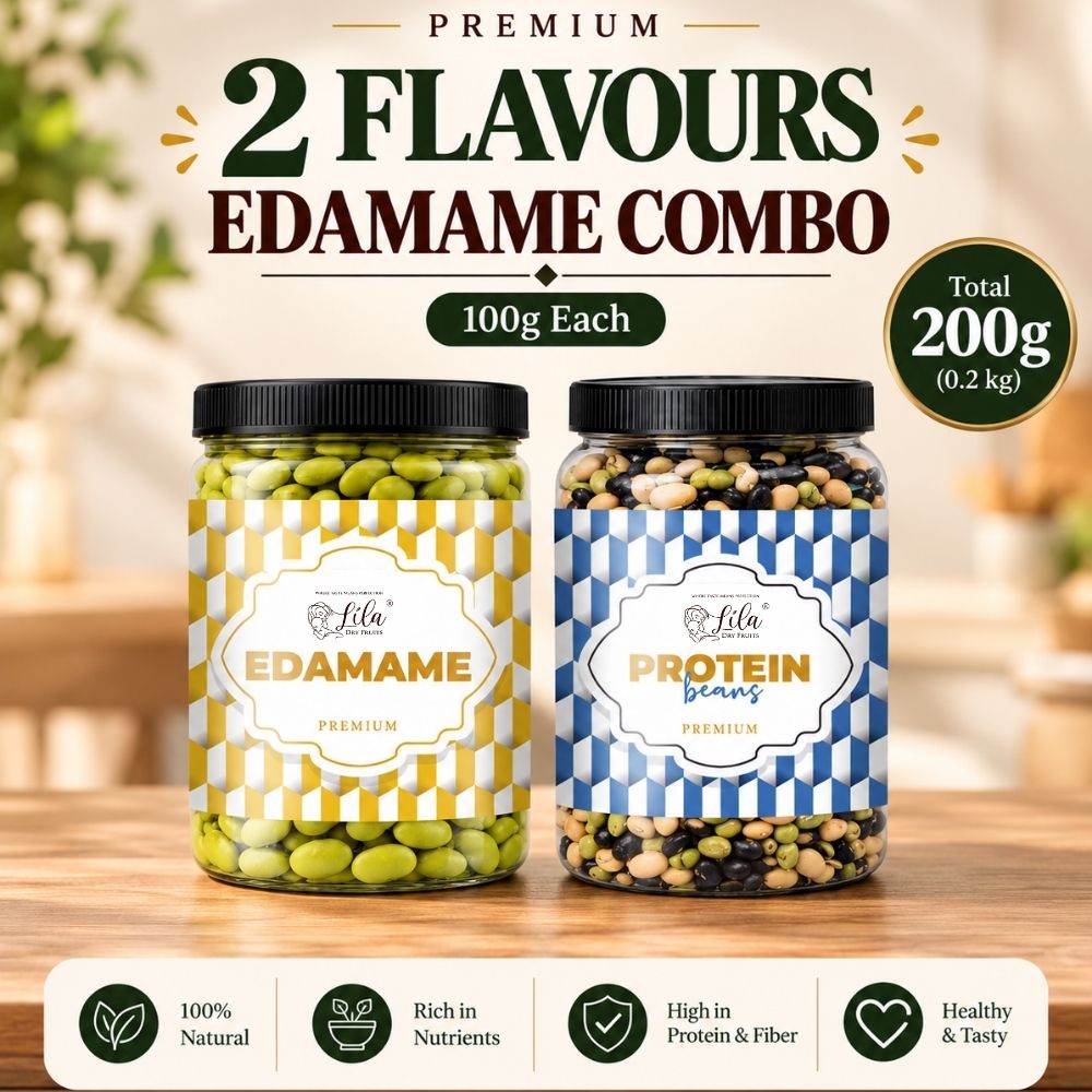 Lila Dry Fruits Premium Edamame 2 Flavours Combo – Classic Edamame & Protein Beans (Pack of 2, 100g Each)