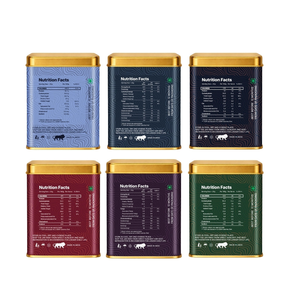 Lila Dry Fruits Date Bites Classic, Chocolate Almond, Cranberry Almond, Rose Cashew, Black Raisin Cashew & Elaichi Cashew (Pack of 6)