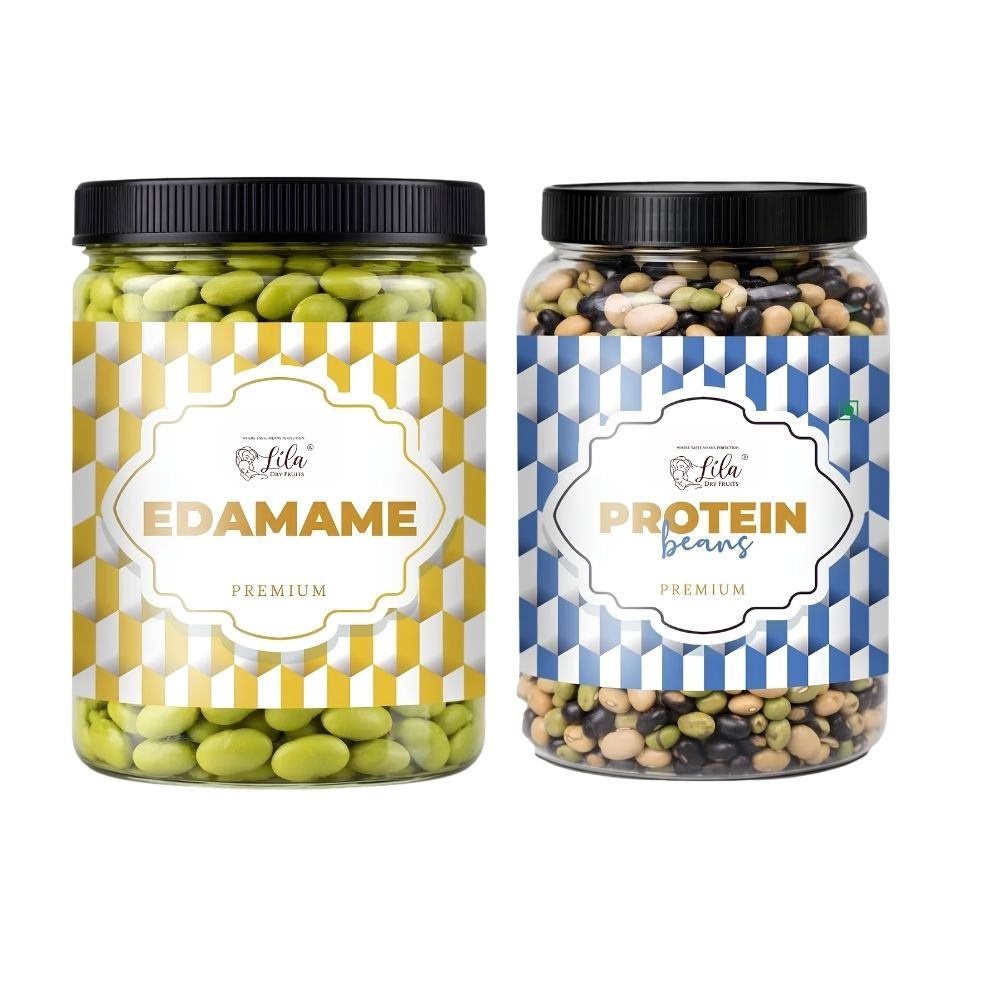Lila Dry Fruits Premium Edamame 2 Flavours Combo – Classic Edamame & Protein Beans (Pack of 2, 100g Each)