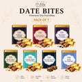Lila Dry Fruits Date Bites Classic, Crunchy Classic, Chocolate Almond, Cranberry Almond, Rose Cashew, Black Raisin Cashew & Elaichi Cashew (Pack of 7)