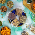 LILA DRY FRUITS Gift Hamper Cashew Almond Walnut Raisins | Festive Gift Pack for Diwali Wedding Corporate Gifting with Round Tray Perfect For Gifting