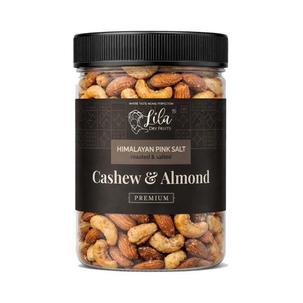 LILA DRY FRUITS Himalayan Pink Salt Cashew Almond Mix | Roasted Kaju Badam