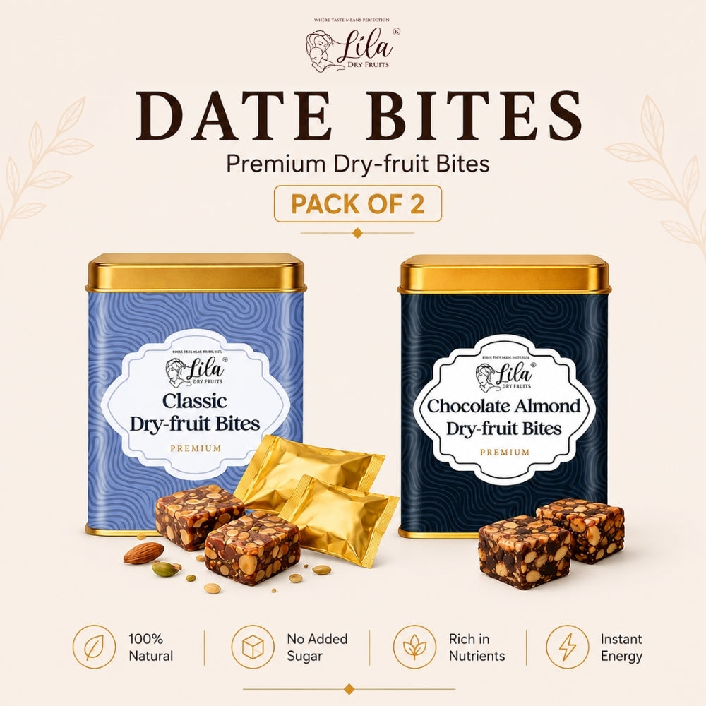 Lila Dry Fruits Date Bites Classic & Chocolate Almond (Pack of 2)
