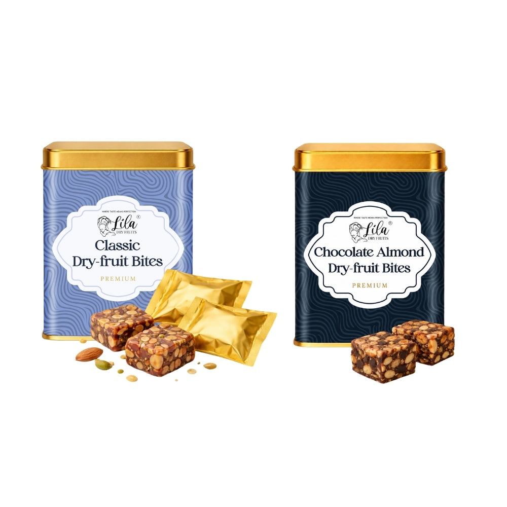 Lila Dry Fruits Date Bites Classic & Chocolate Almond (Pack of 2)