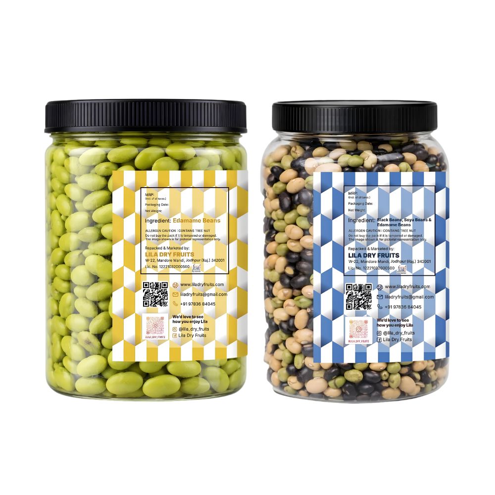 Lila Dry Fruits Premium Edamame 2 Flavours Combo – Classic Edamame & Protein Beans (Pack of 2, 100g Each)