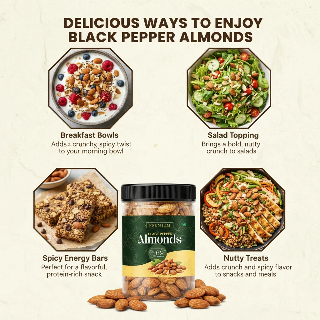 Black Pepper Flavoured Almonds 250g Crunchy Roasted Snack