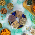 LILA DRY FRUITS Gift Hamper Roasted Cashew Almonds Seeds Mix Chatpata Cranberry | Combo Pack Festive Gift Box with Daily Use Round Tray Perfect For Gifting