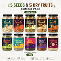 5 Seeds & 5 Dry Fruits Combo Pack – 100g Each | Cashew, Almond, Raisins, Walnut, Anjeer, Pumpkin, Sunflower, Chia, Flax & Watermelon Seeds | Healthy Superfood Mix