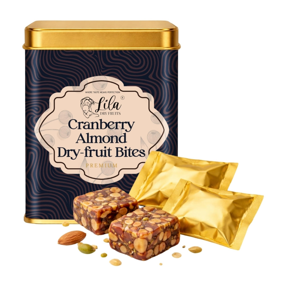 LILA DRY FRUITS Dry Fruit Bites 200 gms Cranberry Almond Dry Fruits Barfi | Dates, Almonds & Dried Cranberries with Desi Ghee