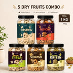 Premium 5 Dry Fruits Combo Pack (200g Each) | Cashews, Almonds, Pista, Walnuts & Raisins