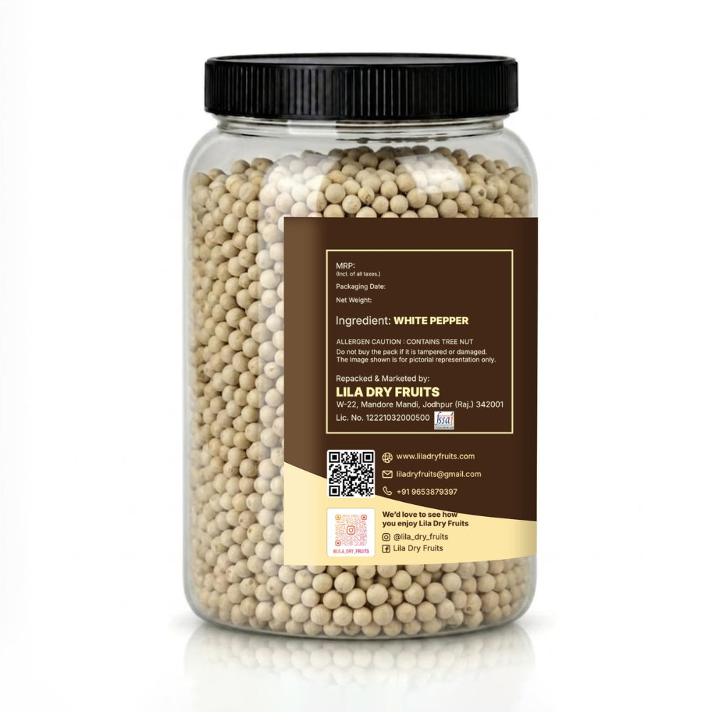 LILA DRY FRUITS Whole White Pepper | Premium White Peppercorns