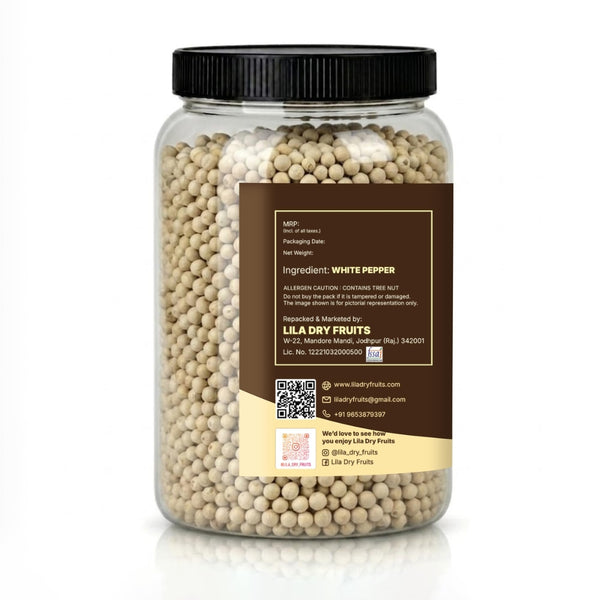 LILA DRY FRUITS Whole White Pepper | Premium White Peppercorns