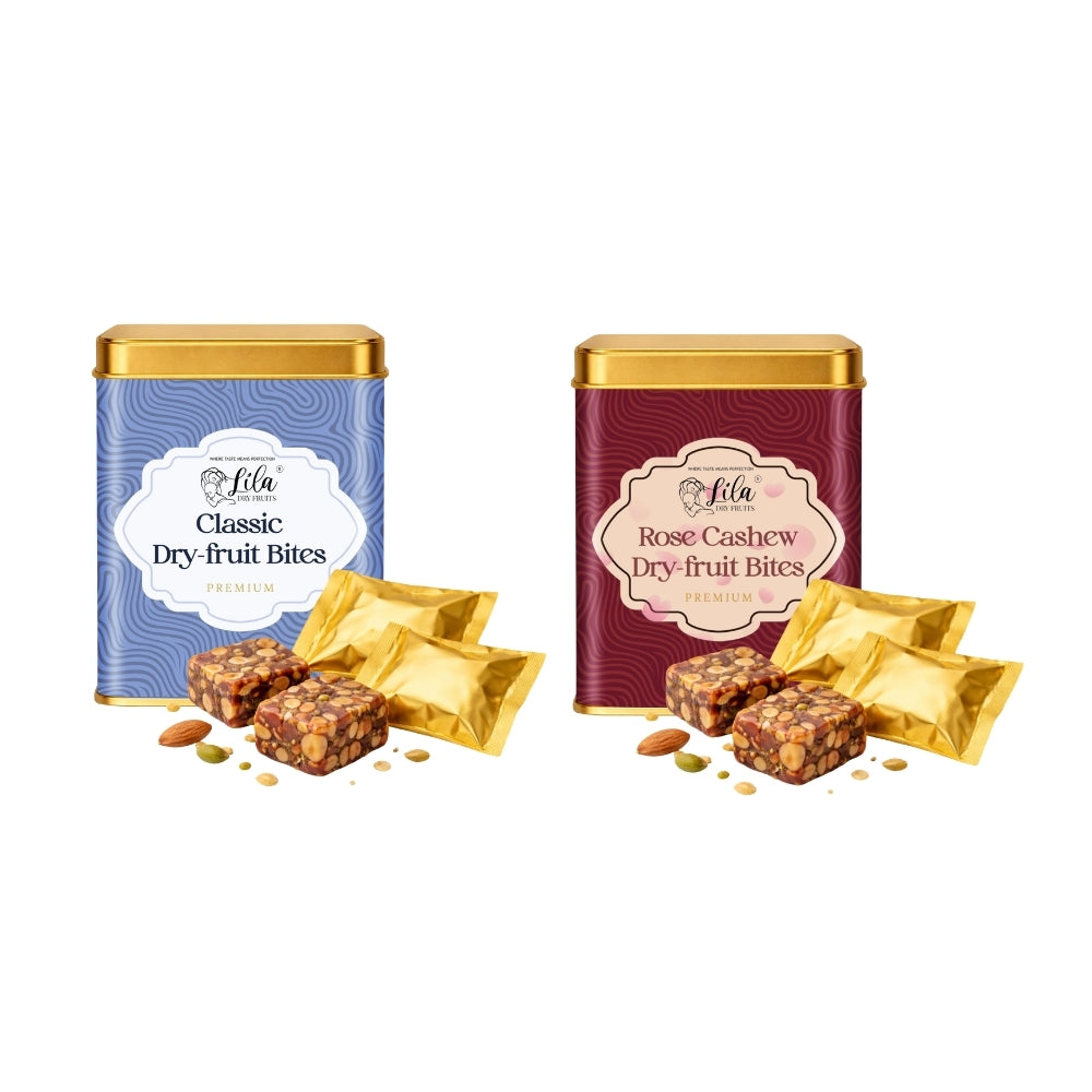 Lila Dry Fruits Date Bites Classic & Rose Cashew (Pack of 2)