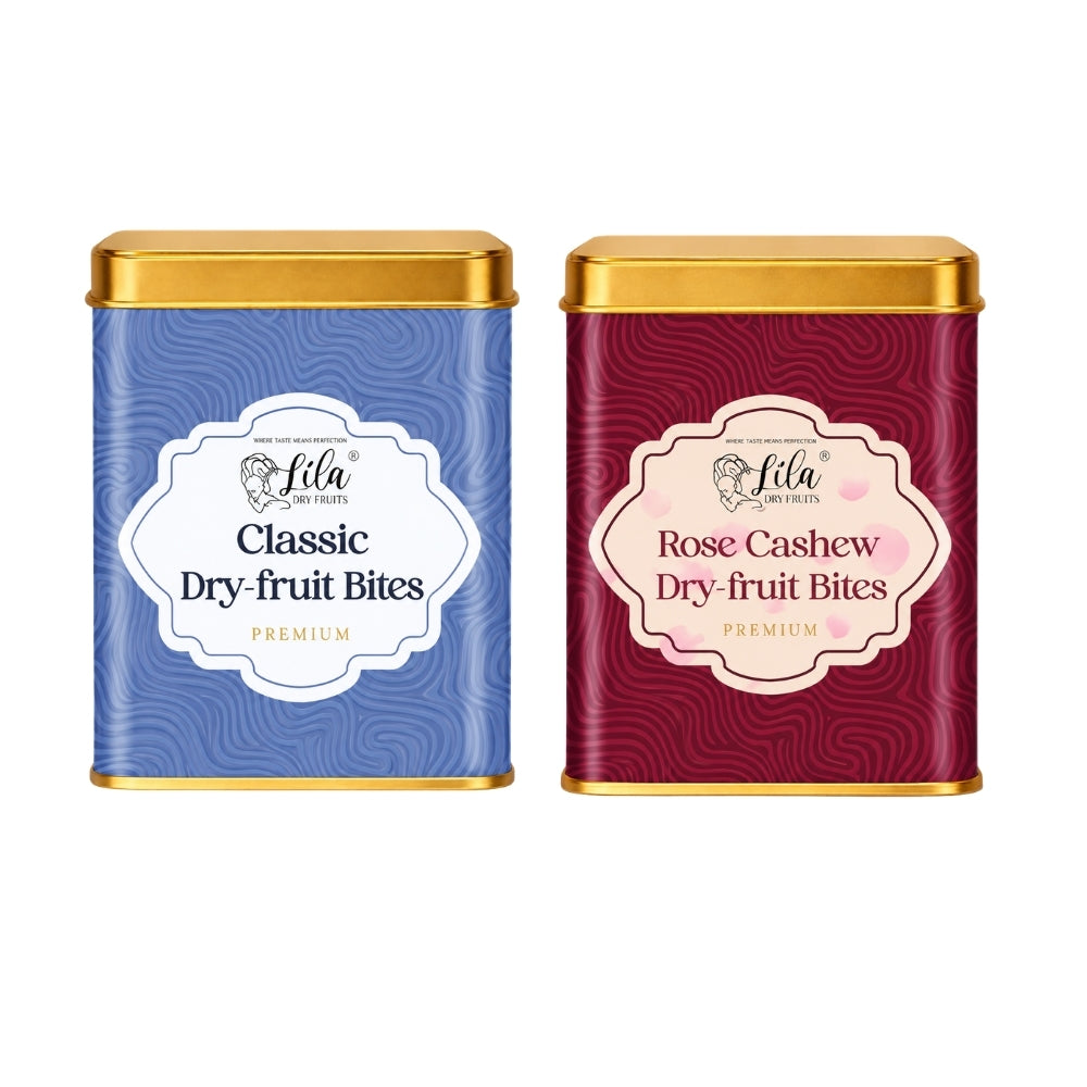 Lila Dry Fruits Date Bites Classic & Rose Cashew (Pack of 2)