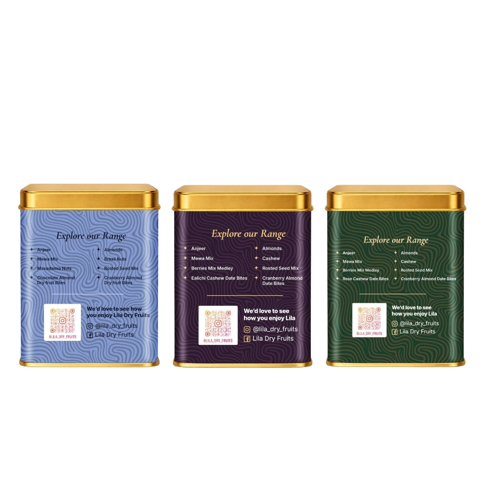 Lila Dry Fruits Date Bites Classic, Black Raisin Cashew & Elaichi Cashew (Pack of 3)