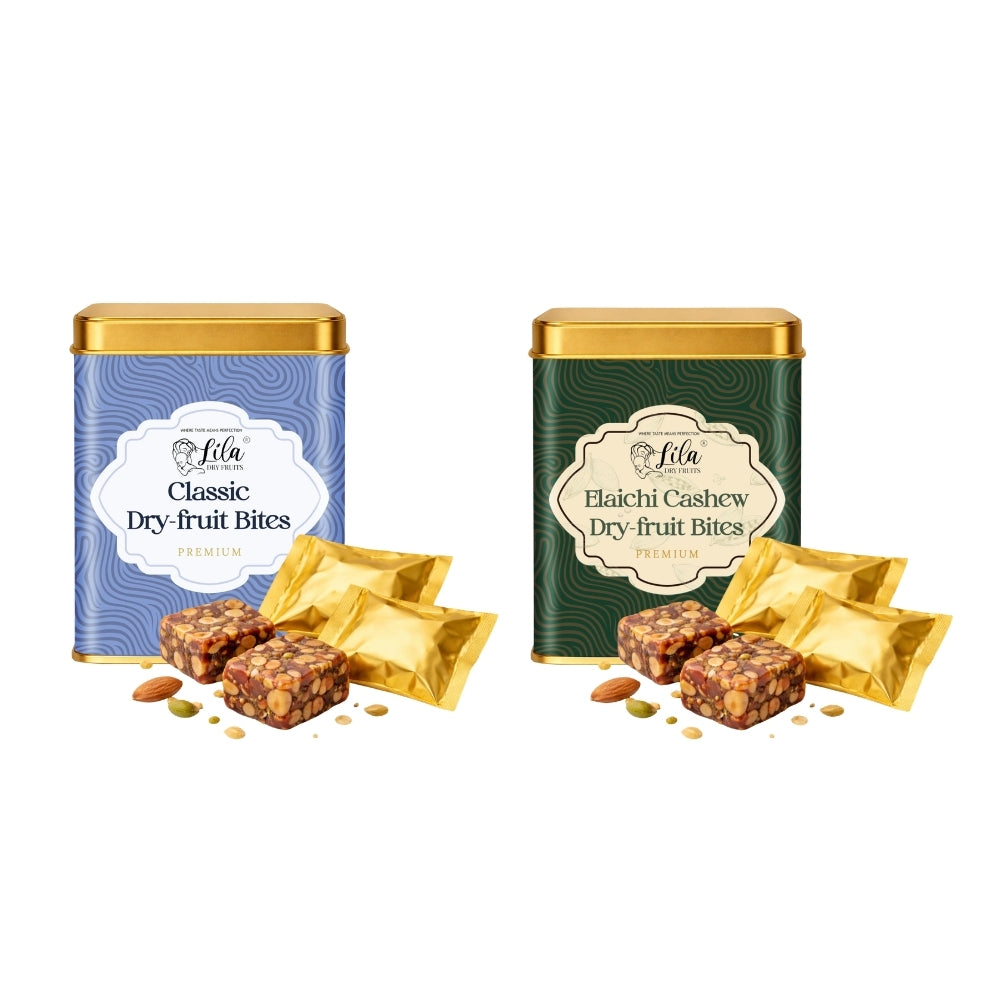 Lila Dry Fruits Date Bites Classic & Elaichi Cashew (Pack of 2)