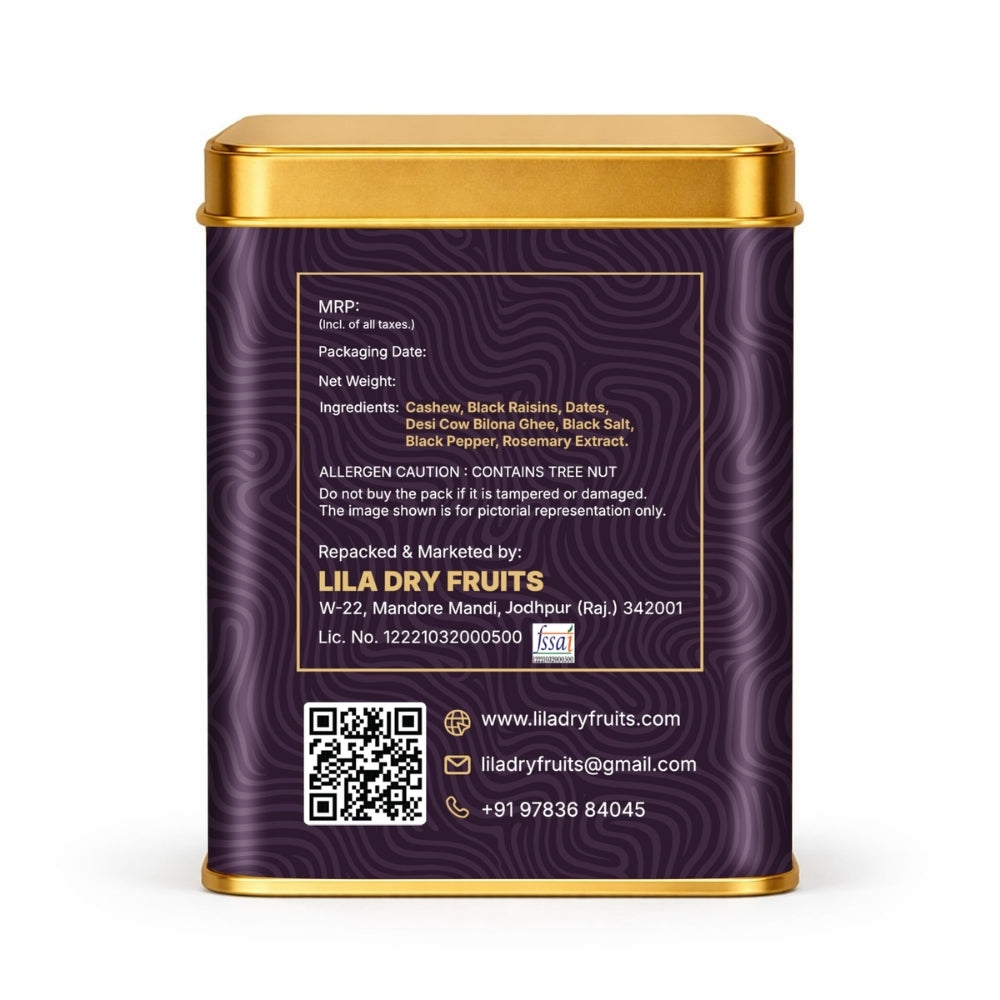 LILA DRY FRUITS Dry Fruit Bites 200 g (10 Pieces) Dates Barfi with Black Raisins & Cashew | Date Mithai Healthy Sweet Snack with Desi Ghee