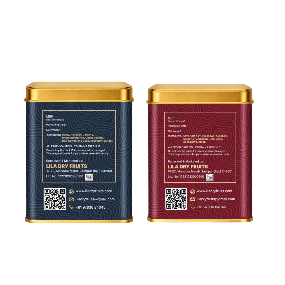 Lila Dry Fruits Date Bites Chocolate Almond & Rose Cashew (Pack of 2)