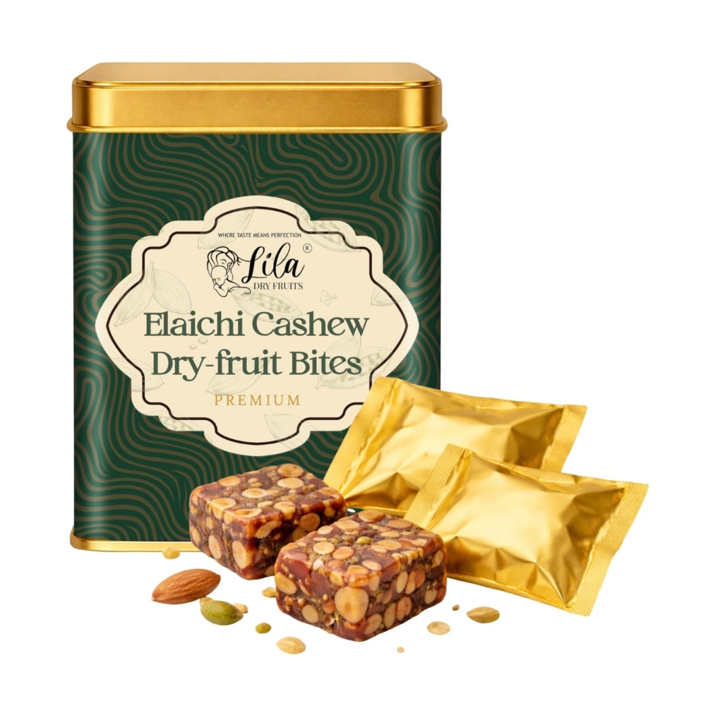 LILA DRY FRUITS Dry Fruit Bites 200 gms Elaichi Cashew Dry Fruits Barfi | Dates, Cashews, Cranberries, Desi Ghee & Cardamom