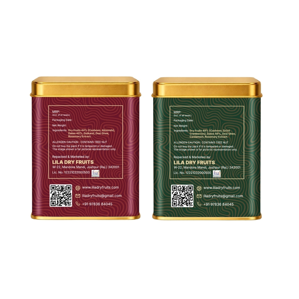 Lila Dry Fruits Date Bites Rose Cashew & Elaichi Cashew (Pack of 2)