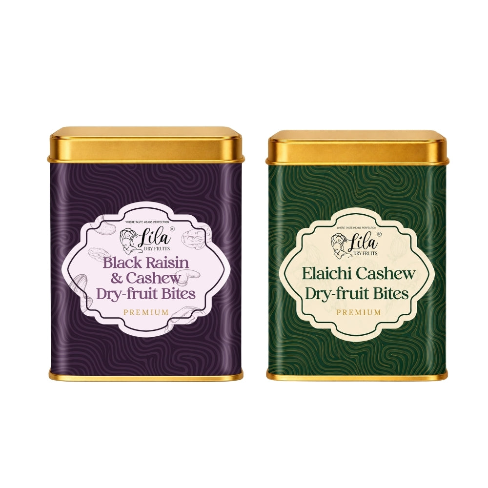 Lila Dry Fruits Date Bites Black Raisin Cashew & Elaichi Cashew (Pack of 2)
