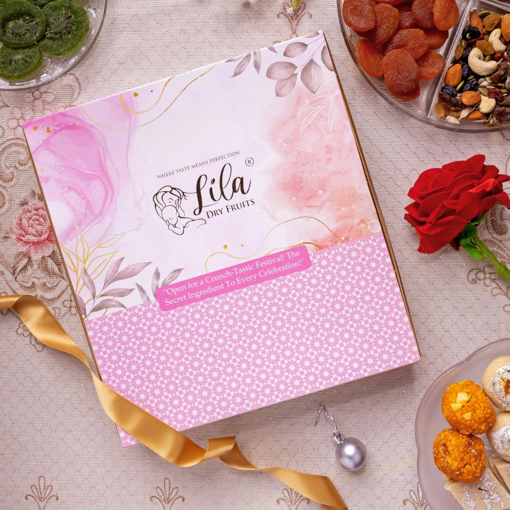 LILA DRY FRUITS Gift Hamper Cashew Almond Walnut Raisins | Assorted Nuts Premium Gift Pack Healthy Snacks Festive Diwali Wedding Gifts with Decorative Square Box Perfect For Gifting