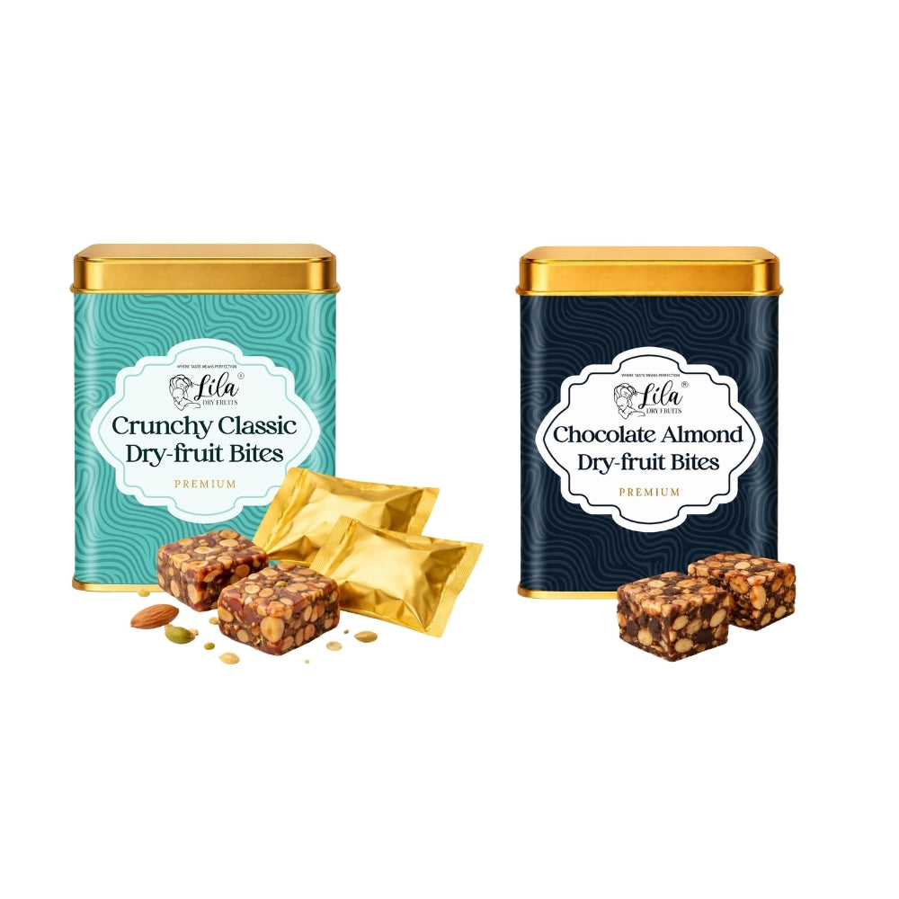 Lila Dry Fruits Date Bites Crunchy Classic & Chocolate Almond (Pack of 2)