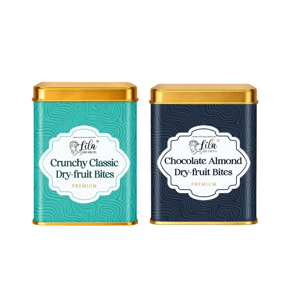 Lila Dry Fruits Date Bites Crunchy Classic & Chocolate Almond (Pack of 2)
