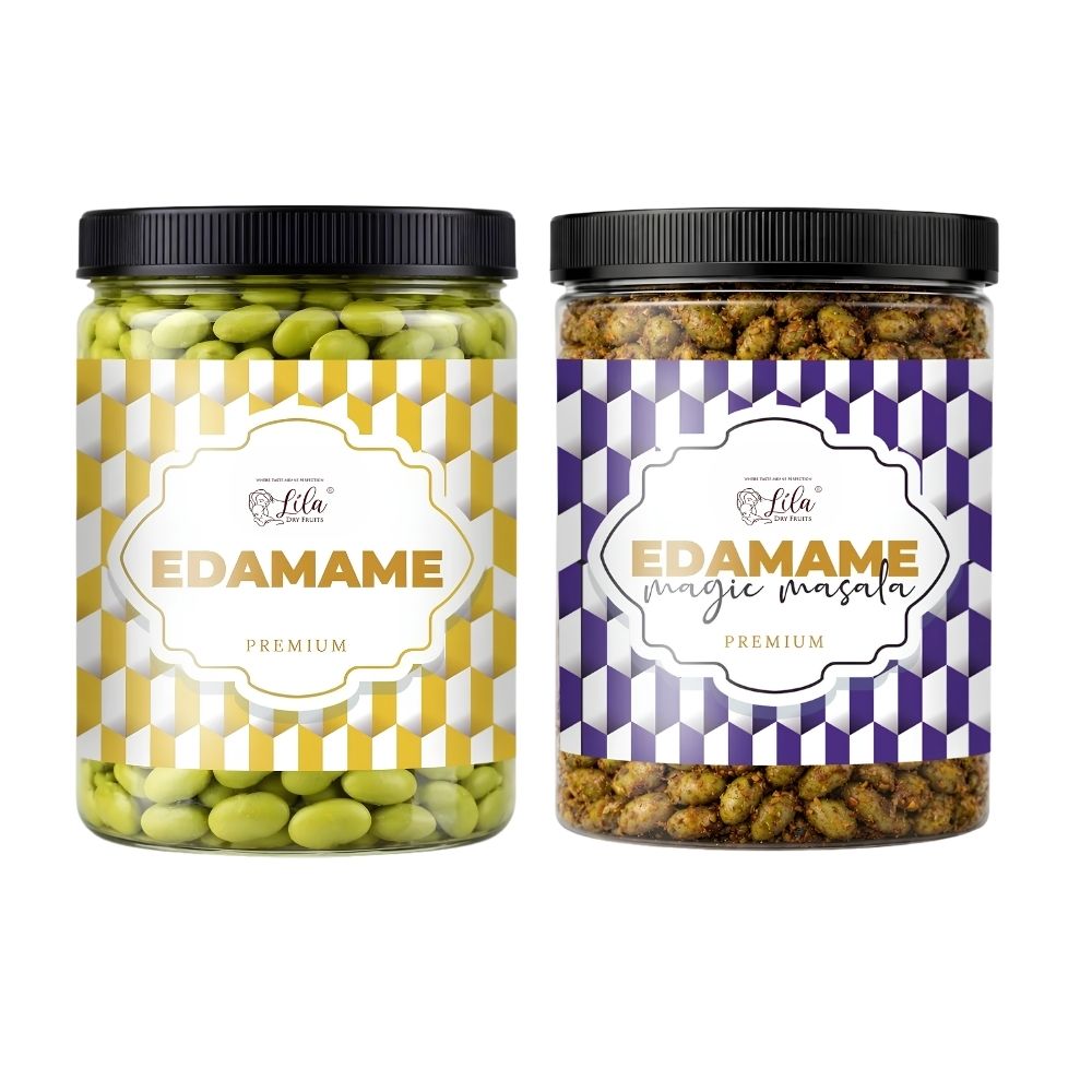 Lila Dry Fruits Premium Edamame 2 Flavours Combo – Classic & Magic Masala (Pack of 2, 100g Each)