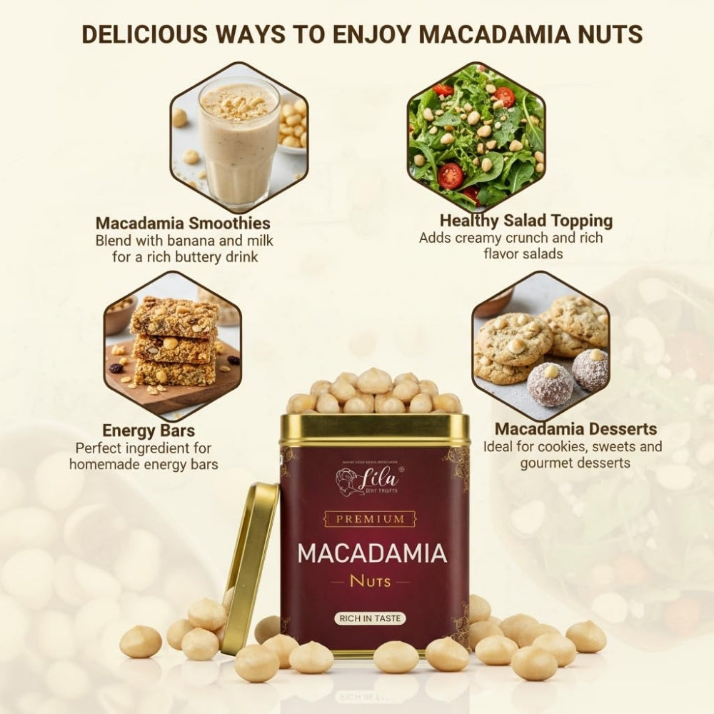 LILA DRY FRUITS Macadamia Nuts 275g | Premium Whole Keto Friendly Nuts