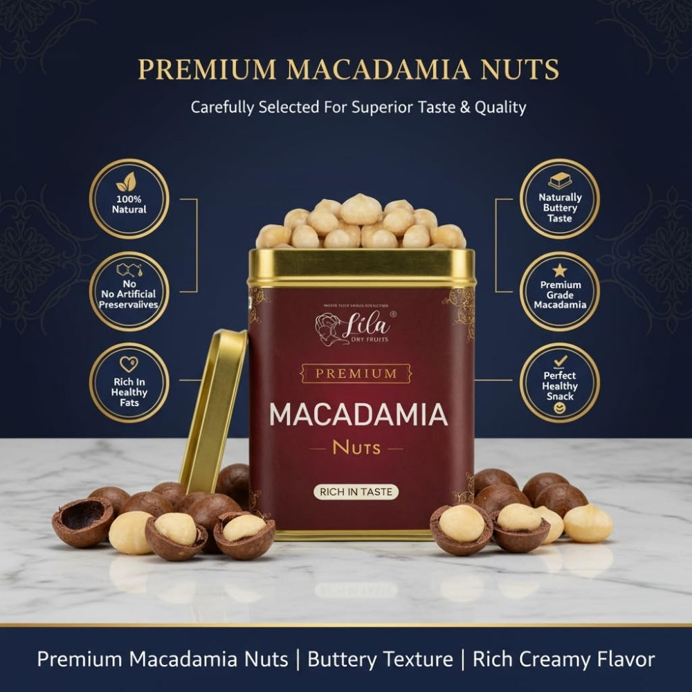LILA DRY FRUITS Macadamia Nuts 275g | Premium Whole Keto Friendly Nuts
