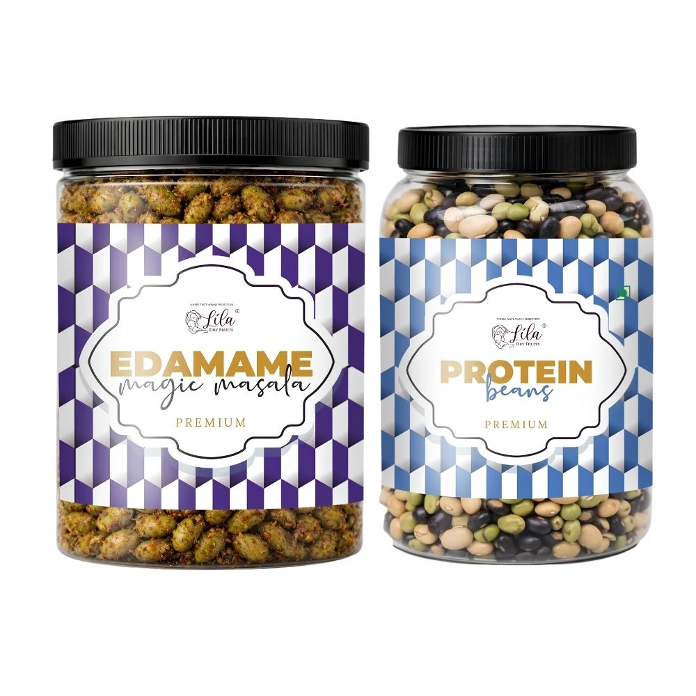Lila Dry Fruits Premium Edamame 2 Flavours Combo – Magic Masala & Protein Beans (Pack of 2, 100g Each)