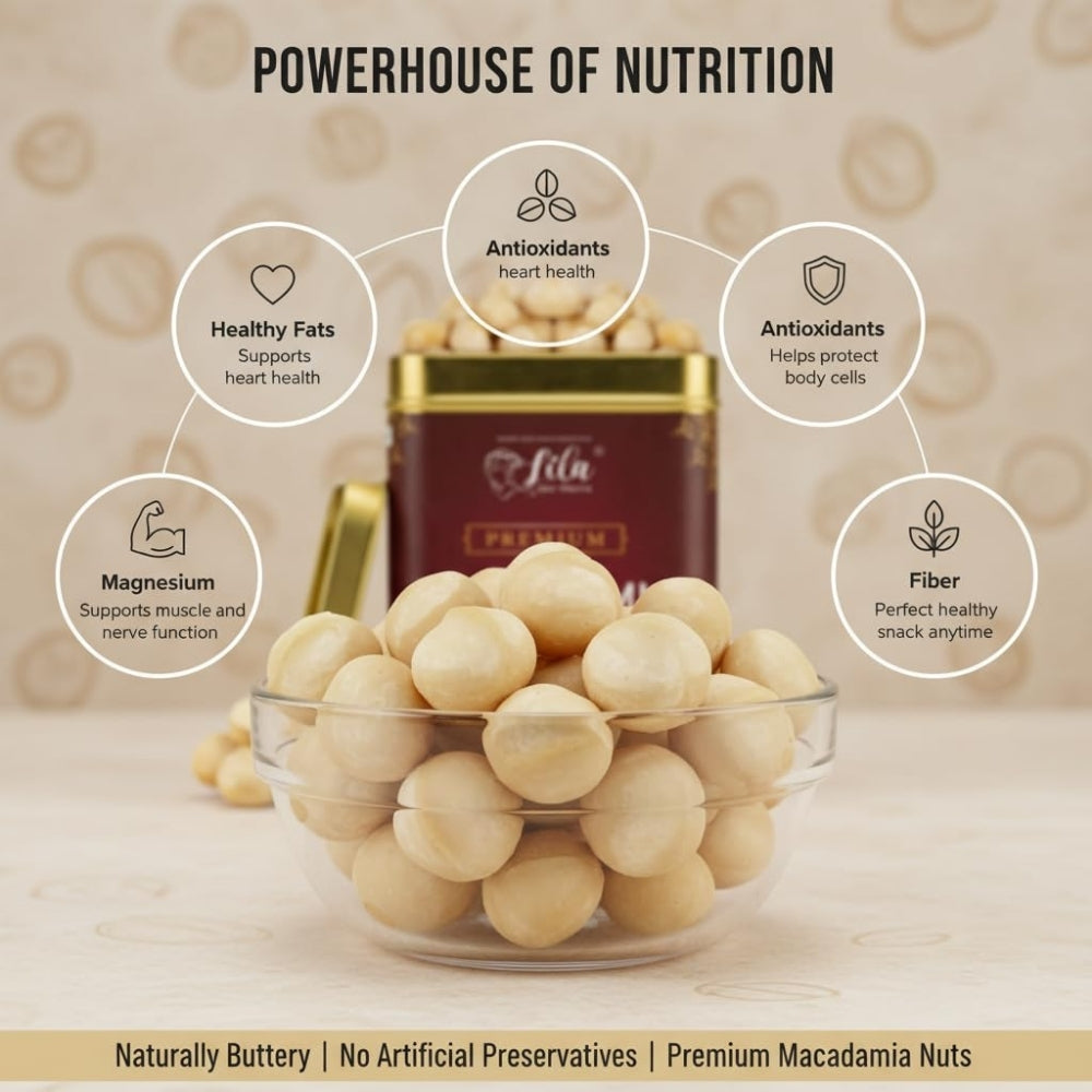 LILA DRY FRUITS Macadamia Nuts 275g | Premium Whole Keto Friendly Nuts