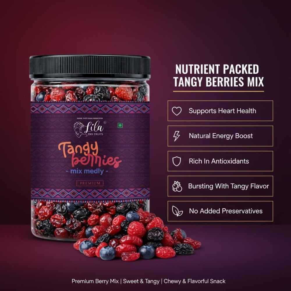 LILA DRY FRUITS Tangy Berries Mix | Cranberry, Blueberry, Red Cherry, Strawberry & Black Raisins
