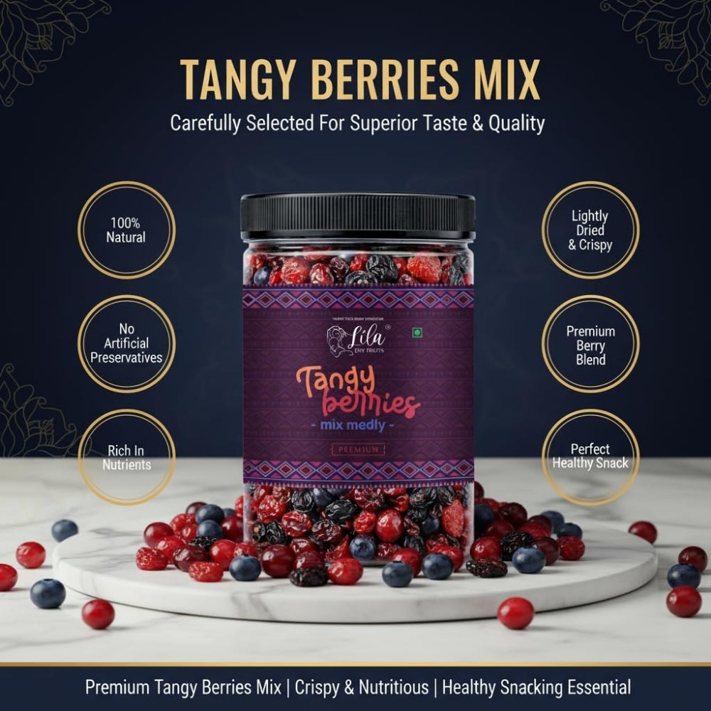 LILA DRY FRUITS Tangy Berries Mix | Cranberry, Blueberry, Red Cherry, Strawberry & Black Raisins