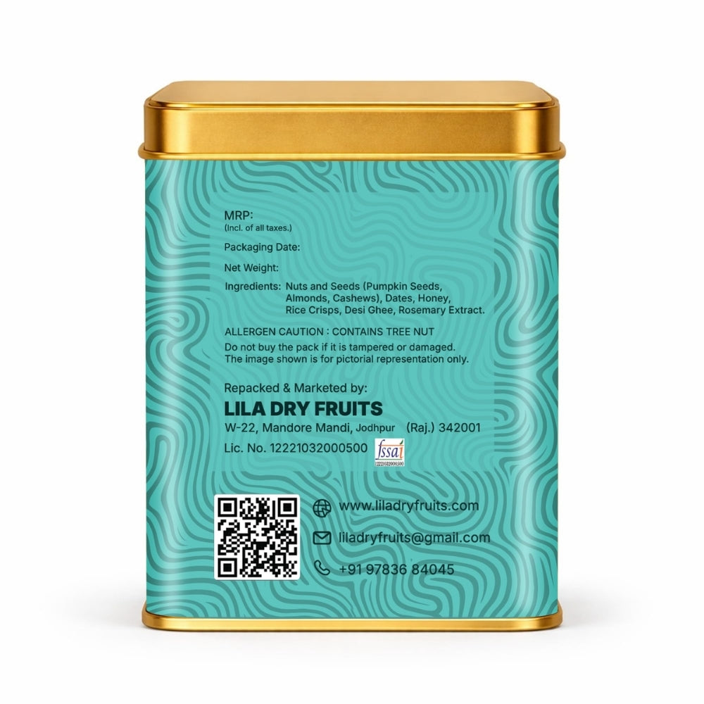 LILA DRY FRUITS Dry Fruit Bites Dates Barfi 200 g (10 Pieces) Classic Crunchy Flavour | Nuts, Honey, Desi Ghee & Rice Crisps