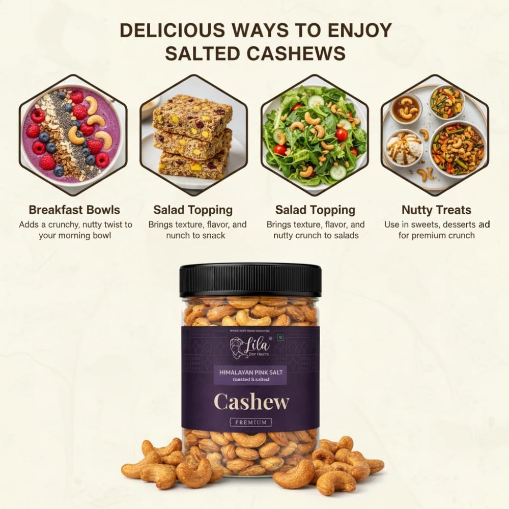 LILA DRY FRUITS Himalayan Pink Salt Roasted Cashews | Crunchy Kaju Snack